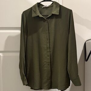 Olive Green Women's Blouse Size L 8011